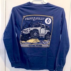 Fripp & Folly Mens T Shirt Size Small Blue Long Sleeve Crewneck 100% Cotton EUC